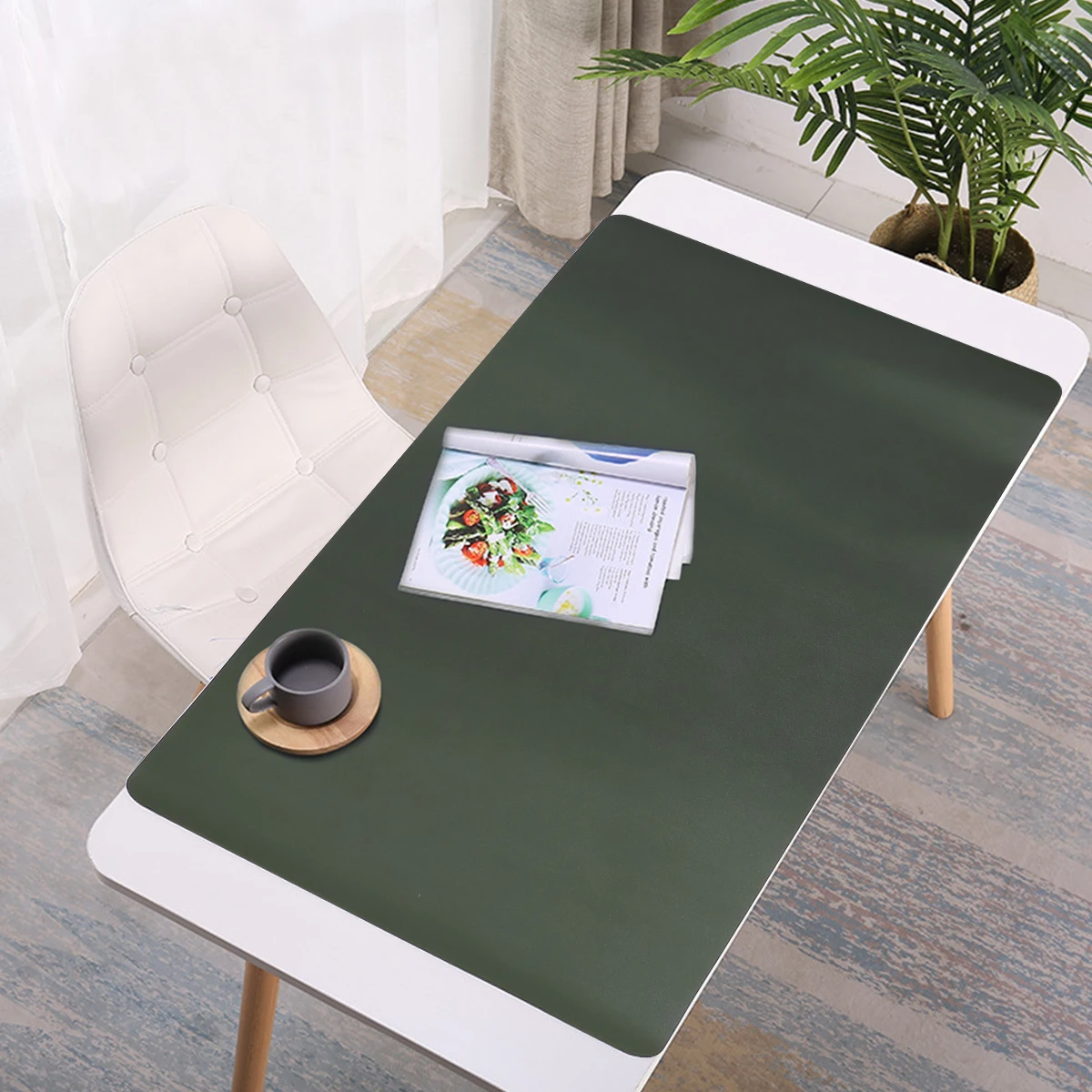 

PU Double-sided Mouse Pad Creative Mouse Mat Large Gaming Mouse Pad Laptop Mouse Mat for Home Office (Dark Green, Grey)
