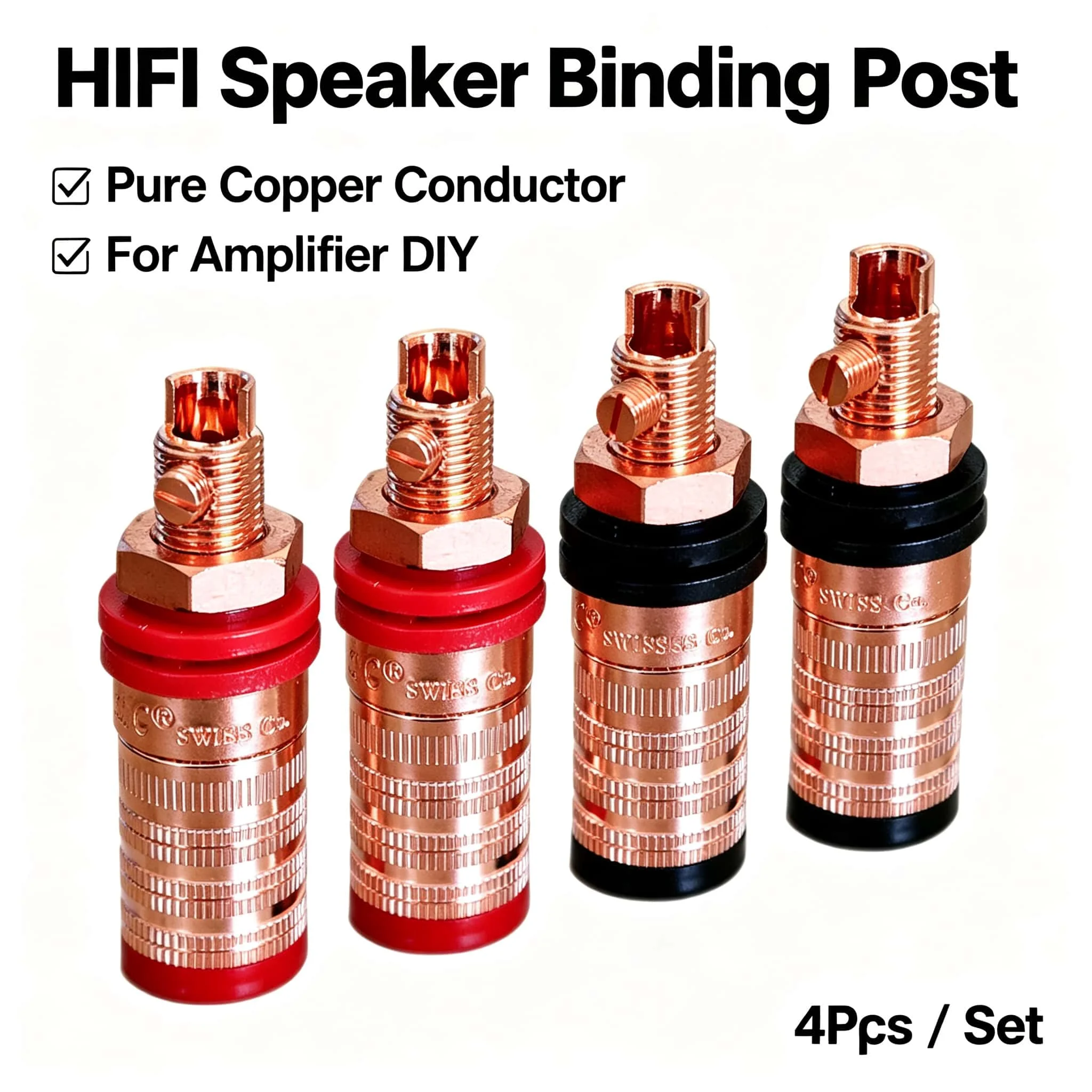 Speaker Binding Post 4PCS Pure Copper Hifi Audiophile Terminal Connector for Amplifier Speaker DIY