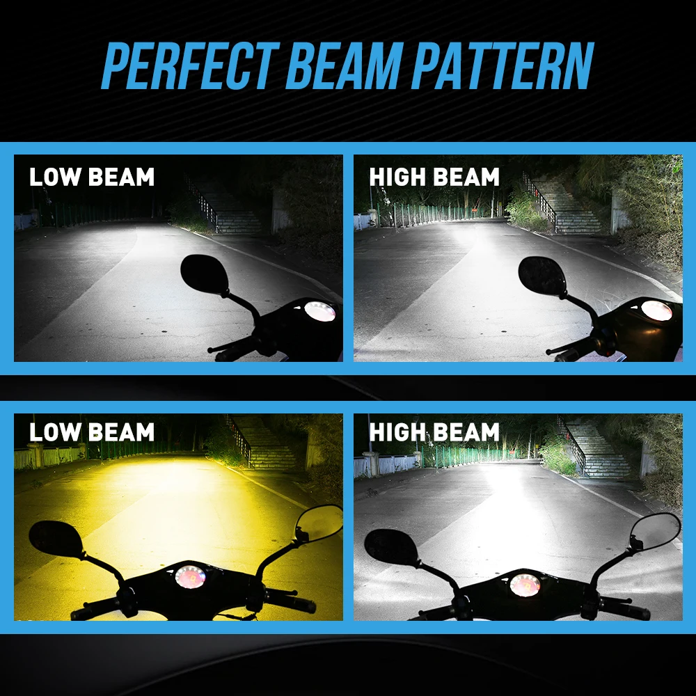 1PC H6 BA20D Motorcycle Front LED Spotlight H4 P15D Moto Lens Headlight White Yellow Lamp Bulb Motobike Scooter Fog Light 12V - Image 6