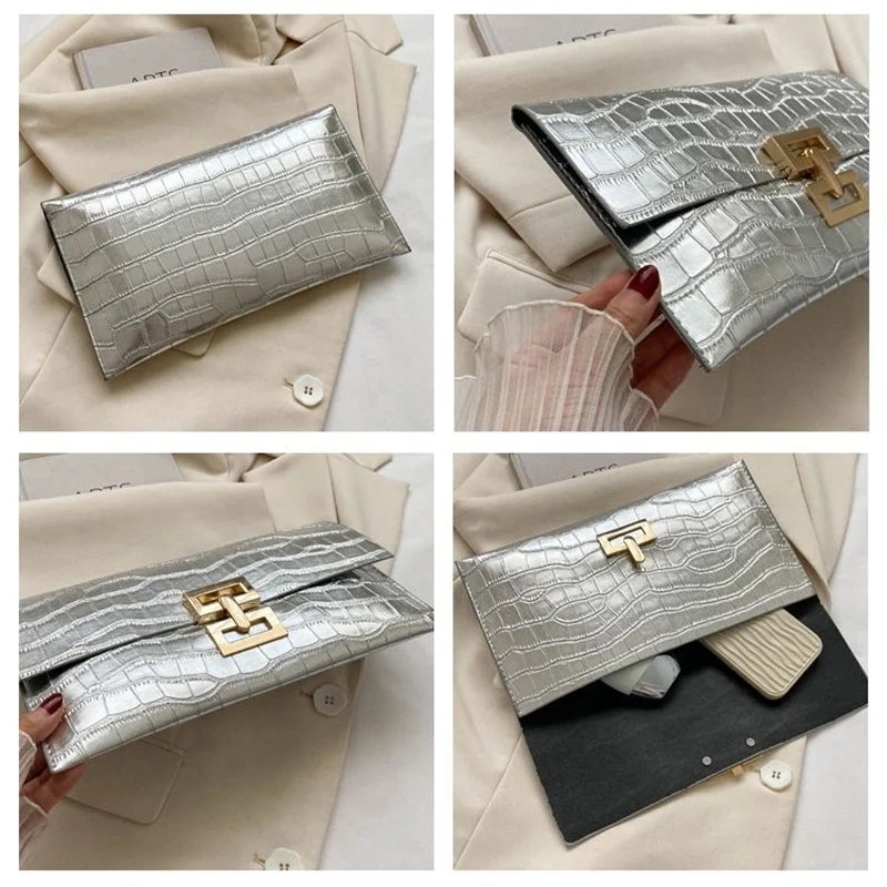 Evening Cluthes Bags For Women Silver Envelope Bags Fashion Luxury Leather PU Clutch Wallet Wedding Party Cover Prom Purse