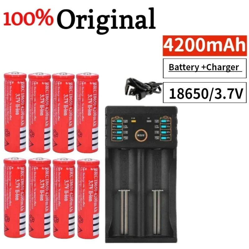 Original 18650 batterie 3,7V 4200mAh wiederaufladbare liion batterie für Led taschenlampe batery litio batterie + USB Ladegerät