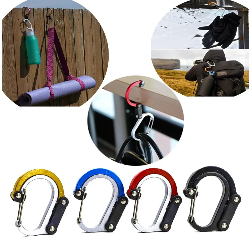 Multifunktionale Aluminiumlegierung Hybrid-Gerätewinkelhaken D-förmige Nutzhaken Graddrehbar Schnellaufhängung Karabiner für Outdoor-Camping