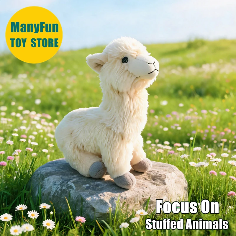 Alpaca Plush Animal Guanaco Paca Plushie Realistic Llama Stuffed Toy Lifelike Vicuna Simulation Soft Doll Collectors