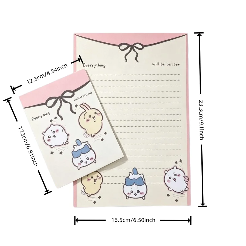 Chiikawa Writing Paper & Envelope Stationery Set 4Pcs Cute Kawaii Anime for DIY Crafts Pen Pal Writing Kids Birthday School Gift