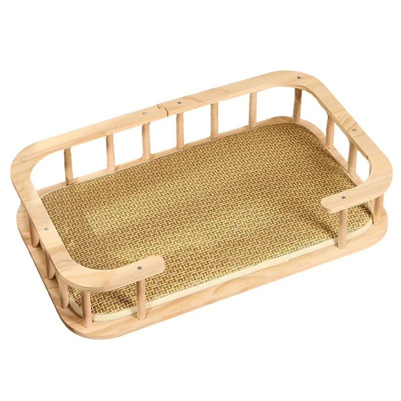 Solid wood cat bed Kennel bed Ground fence Pet cat bed Thickened view 5