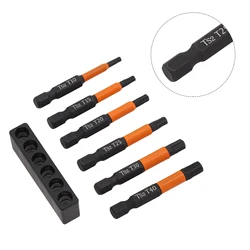 6Pcs 50mm Alloy Steel Screwdriver Bit 1/4 Inch Hex Head Drill Bit Magnetic Torx Screwdriver Bits/T15/T20/T25//T30/T40 Set