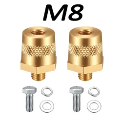 1 Pair Battery Pole Adapter Brass Battery Terminal Connector M8 Thread Positive Negative Battery Post Connector Terminal Adapter