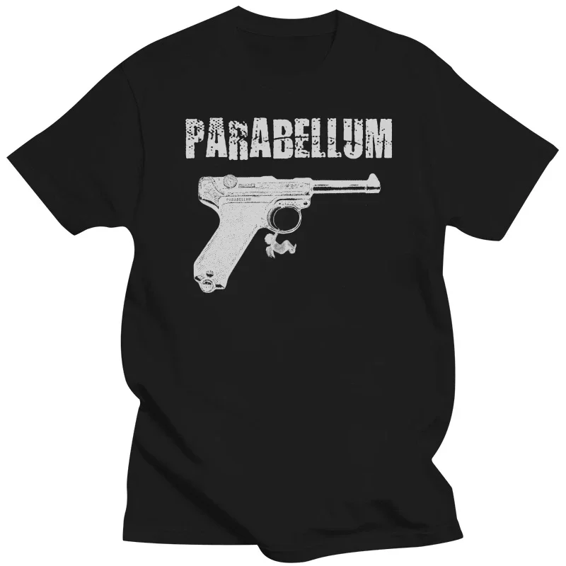 heavyweight style  streetwear fashion vintage Summer Male Hot Sale   Luger 9mm Parabellum Tee Shirt BLACK Schultz tshirts  men