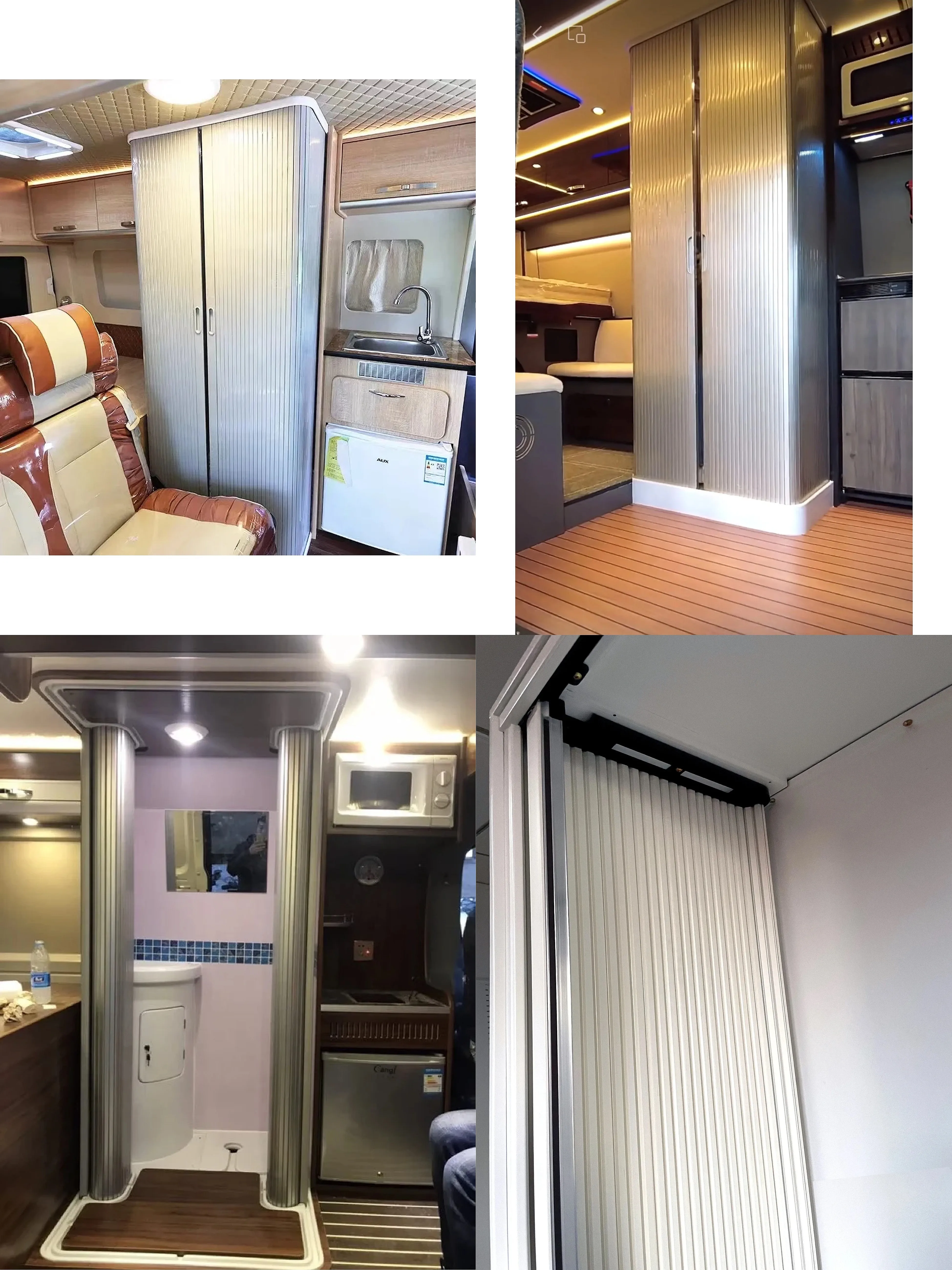 Kit de puerta de inodoro deslizante grande de PVC ABS para RV, con lamas, para ducha de caravana y autocaravana