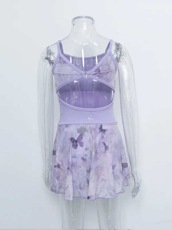 [Nuovo] Abito da balletto Body senza maniche Ragazze Bambini Dancewear Training Canotta Body con gonna in chiffon Costumi da festa