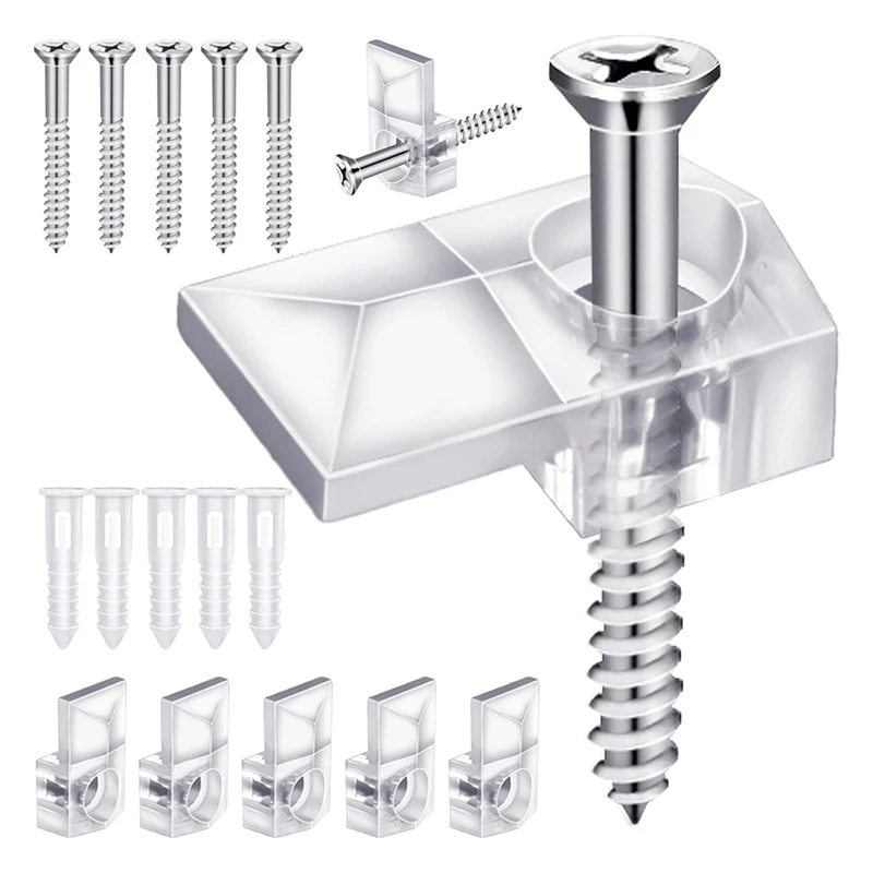

NEW_32Pack Mirror Holder Clips,Clear Plastic Mirror Clip
