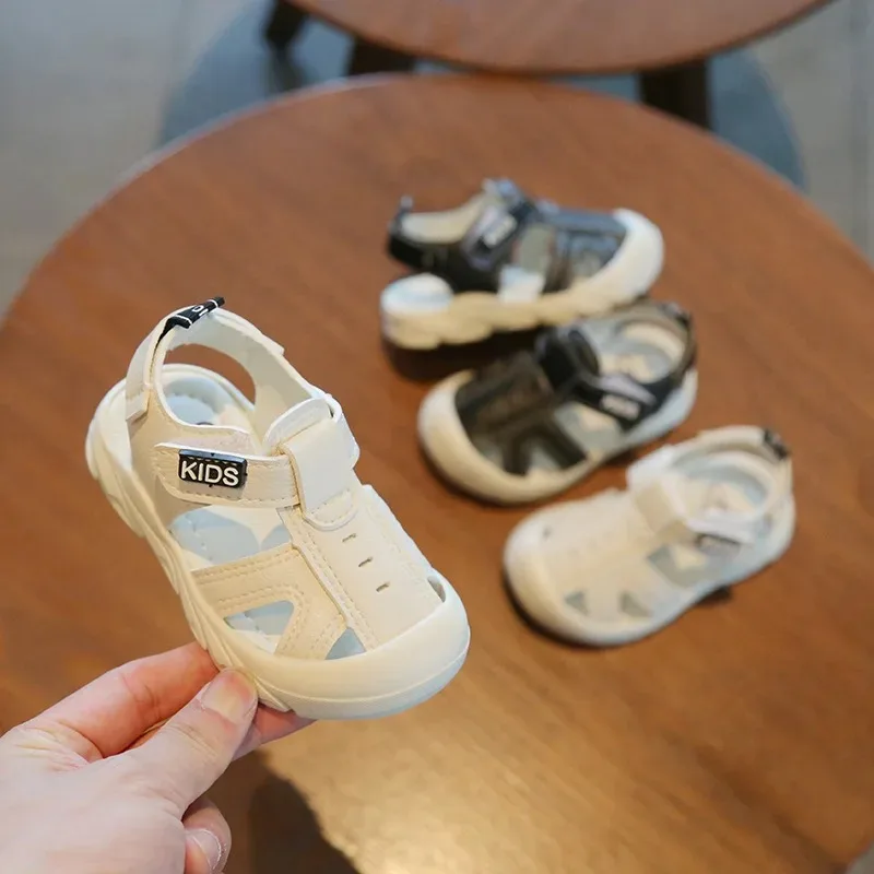 Summer Infant Sandals Baby Girls Boys Anti-collision Toddler Shoes Soft Bottom Genuine Leather Kids Children Beach Sandals