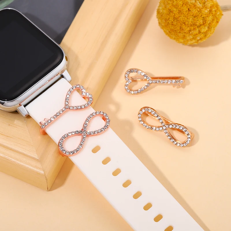 Dây Đeo Cao Su Quyến Rũ Cho Dây Đeo Thông Minh Tim Sáng Tạo Trang Trí Móng Tay Charm Phụ Kiện Dành Cho Iwatch Sport Vòng Đeo Tay Hạt Charm Trang Sức