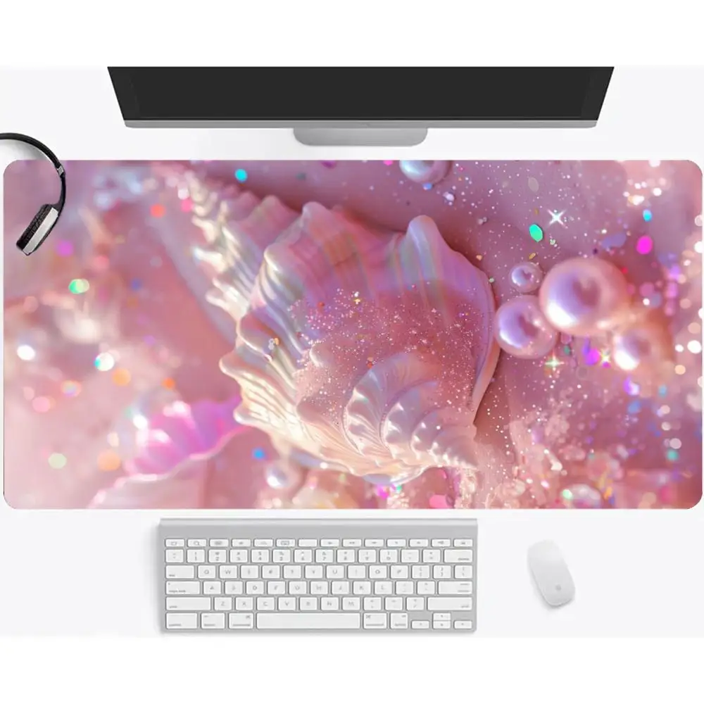 Starfish Shell Ocean Mouse Pad Desk Mat Large Size Thick Rubber Non Slip Base For Fresh Home Office Decor