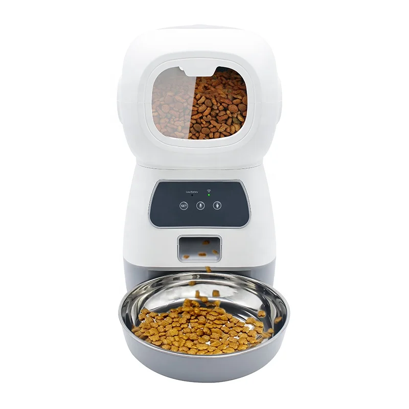 

Hot Sale Automatic Robot Design Wifi Remote Control Dog Cat Pet Bowl Food Automatic Smart Pet Feeder