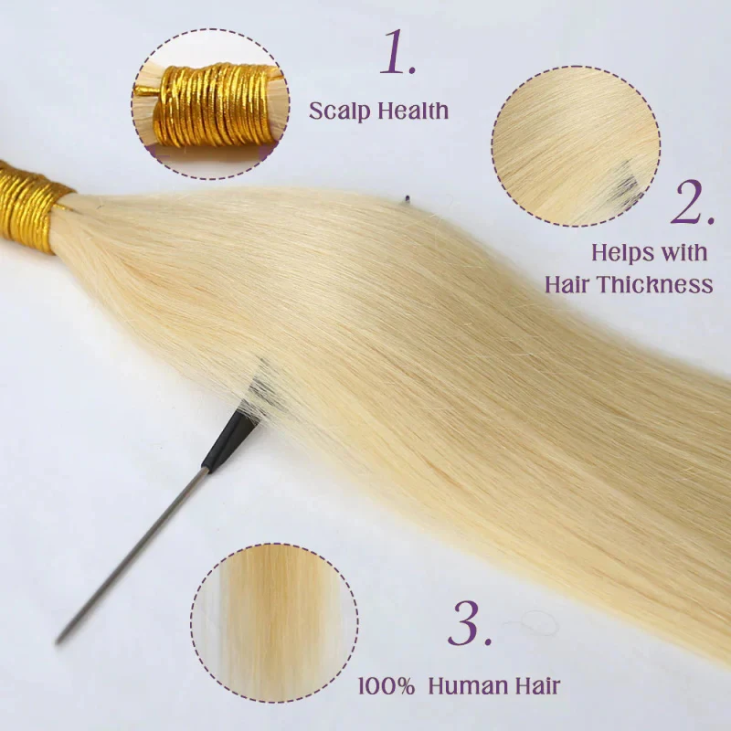 Extensiones de cabello humano liso 613 Rubio para trenzas, Cabello 100% Remy, sin trama, 16-26 pulgadas