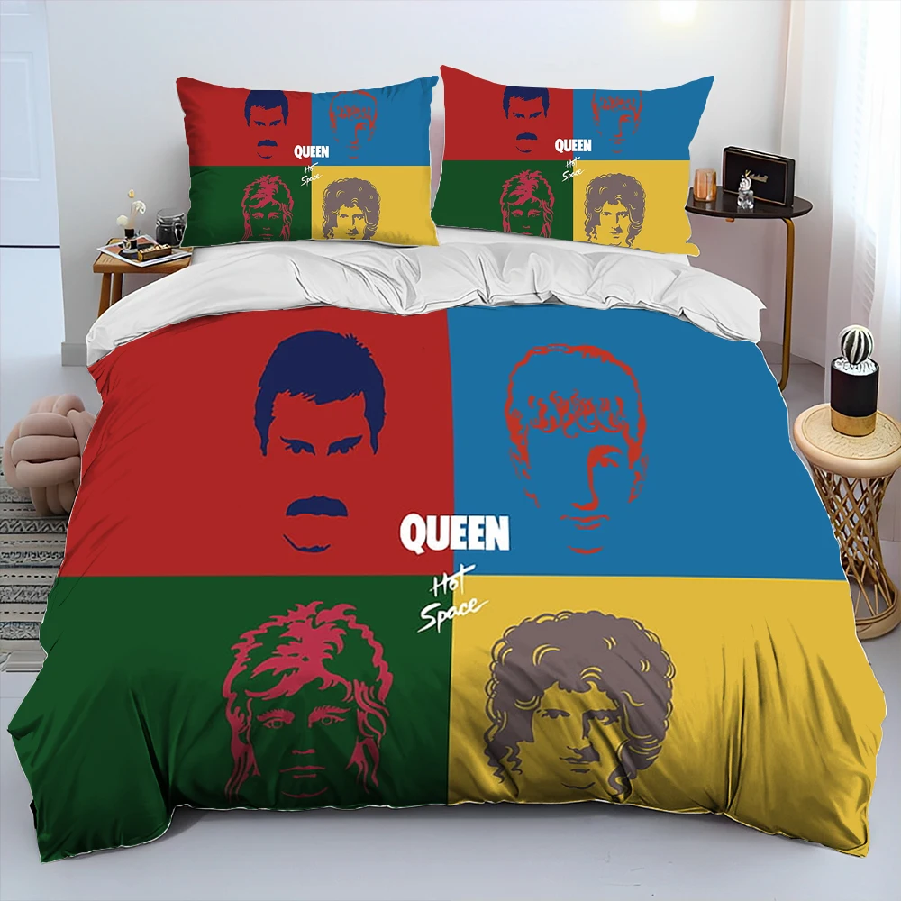 Freddie Mercury Queen-Rock-Band Comforter Bedding Set,Duvet Cover Bed Set Quilt Cover Pillowcase,King Queen Size Bedding Set