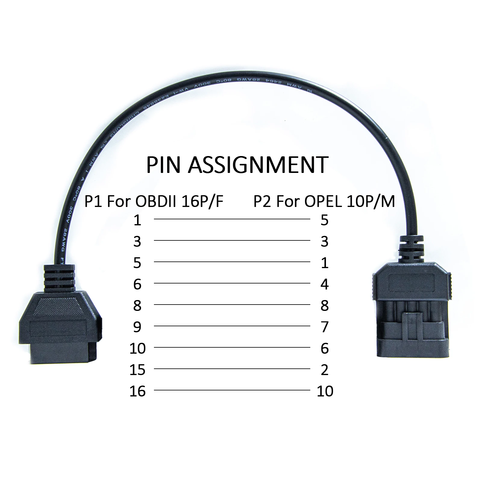 OBD2 Diagnostic Connector for OPEL Vehicle for Vauxhall Scanner 10pin to 16pin Car OBDII Diagnostic Cable OBD Adapter Cable