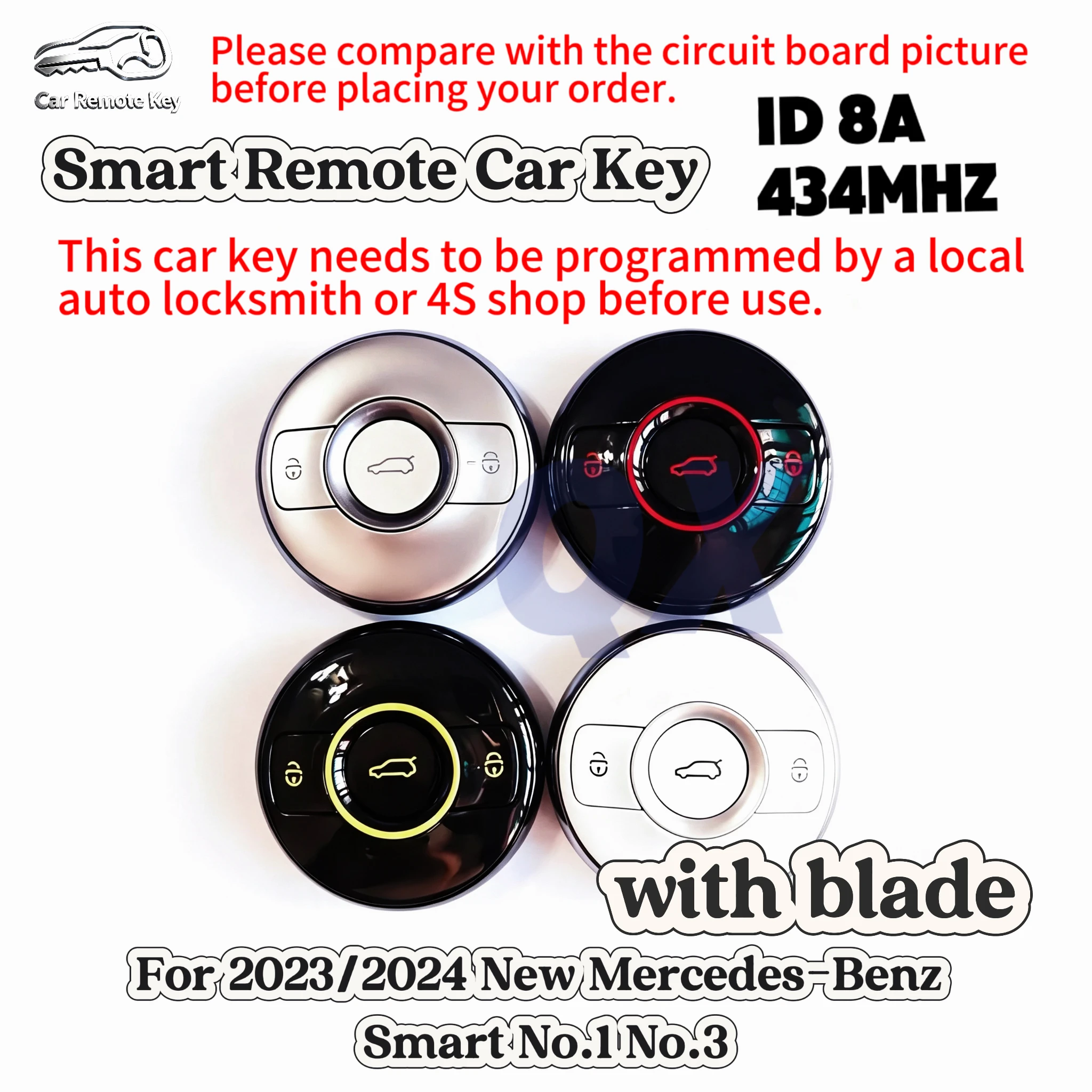 Smart Remote Car Key and shell Compatible For 2023/2024 New Mercedes-Benz Smart No.1 No.3