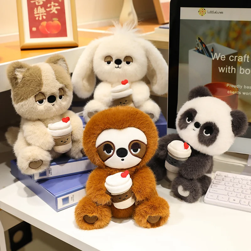 Kawaii Animals Plush Toy Fatty Dark Circles Stuffed Panda Rabbit Cat Sloth Sheep Soft Doll Appeasing Cartoon Plush Toy