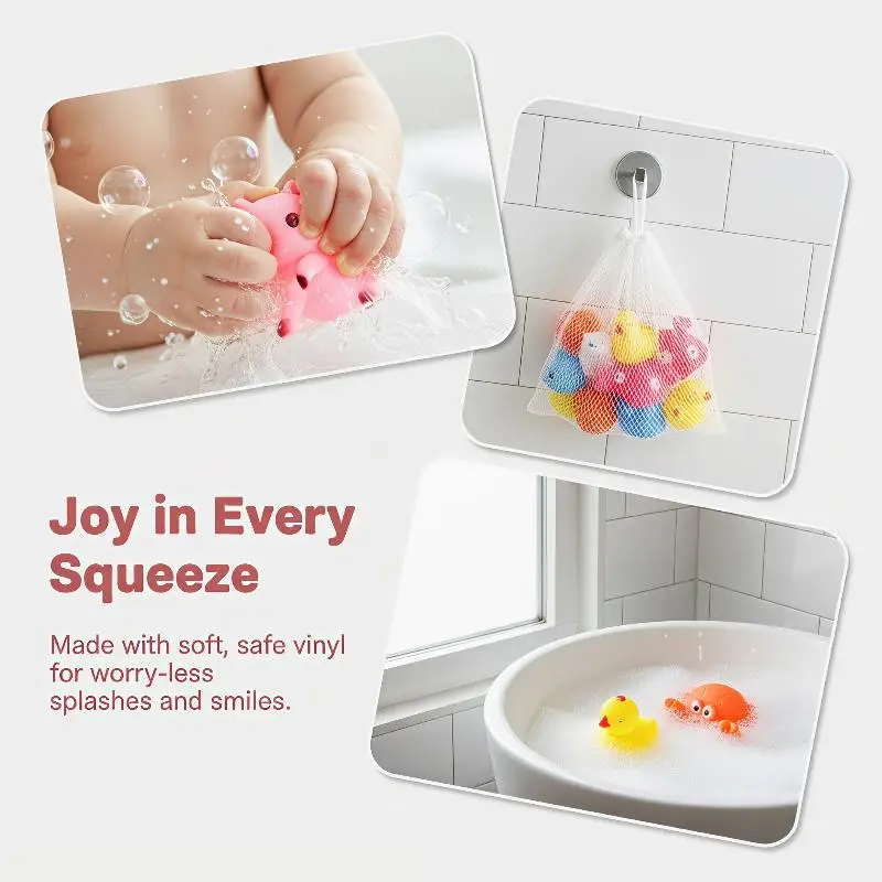 10Pcs BPA Free Baby Bath Toys Soft Squeaky Cute Animal Shaped for Infant Bathtub Water Play