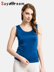 Canottiere da donna SuyaDream maglia in vera seta tinta unita O collo t-shirt Basic senza maniche 2022 Sprin top estivi