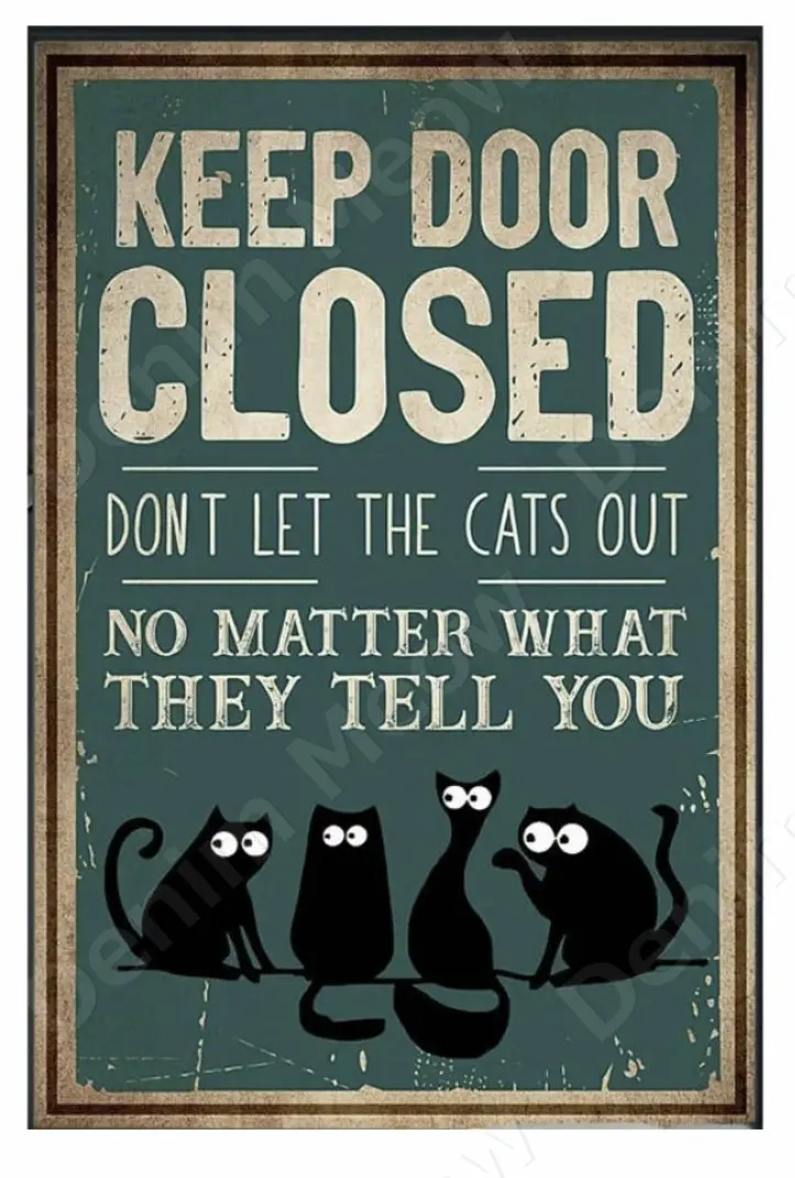 Targa In Metallo Vintage 'I Hate Everyone Before Coffee' | Cartello Decorativo 20x30 Cm Per Cucina E Bar | Gatto E Caffè