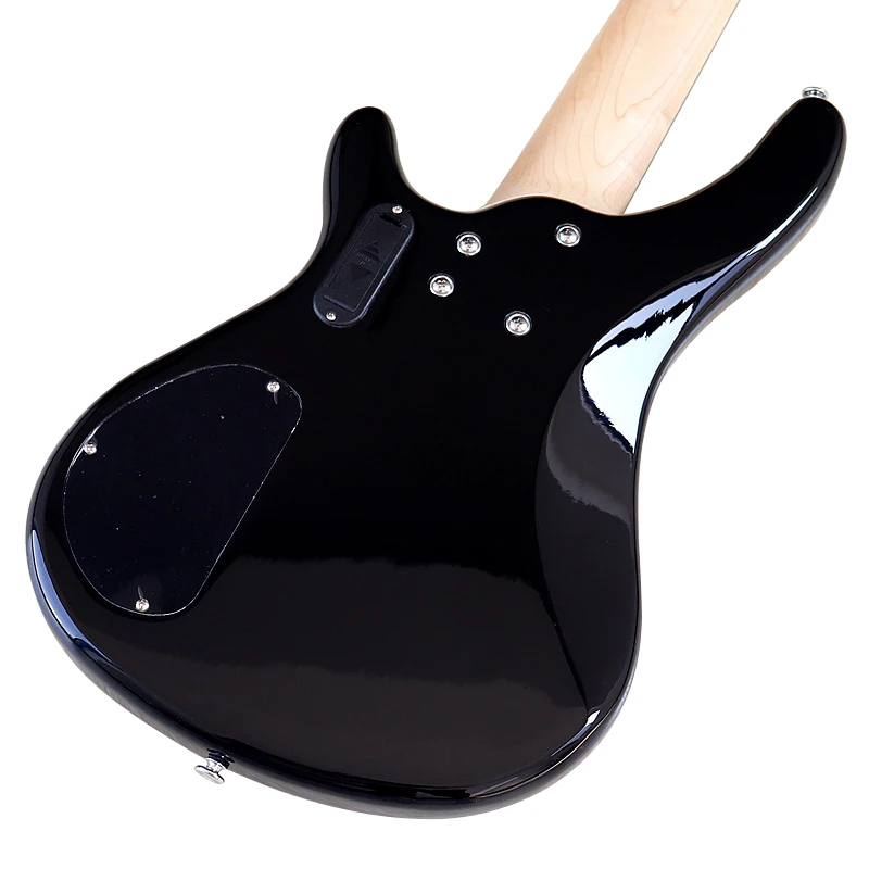 5 String Electric Bass Guitar 43 Inch Black Solid Okoume Wood Body High Gloss Finish Bass Guitar Active Guitar