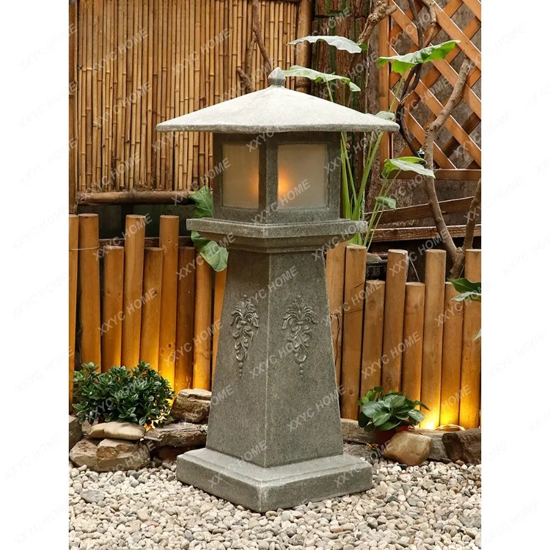 Artistic Sandstone Garden Courtyard Balcony Landscape Solar Lantern Rockery Zen Landscape Gardening Stone-Look Lamp