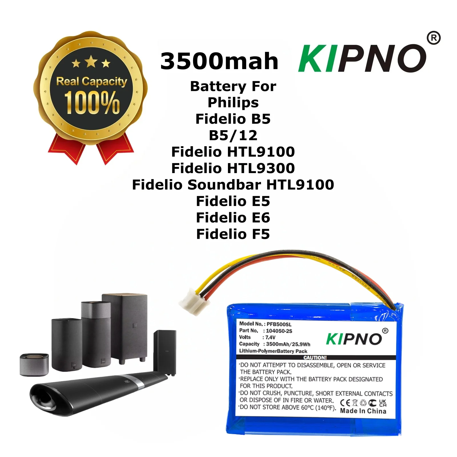 Speaker 3500mAh Battery For Philips 104050-2S  2ICP11/41/54 Fidelio B5  B5/12  Fidelio HTL9100  FidelioHTL9300 FidelioE5 E6 F5