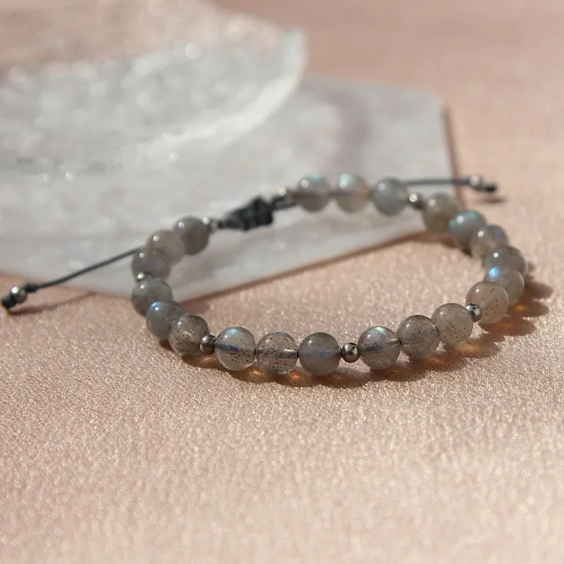 Labradorite Adjustable  Mens  Natural Crystal Bracelet