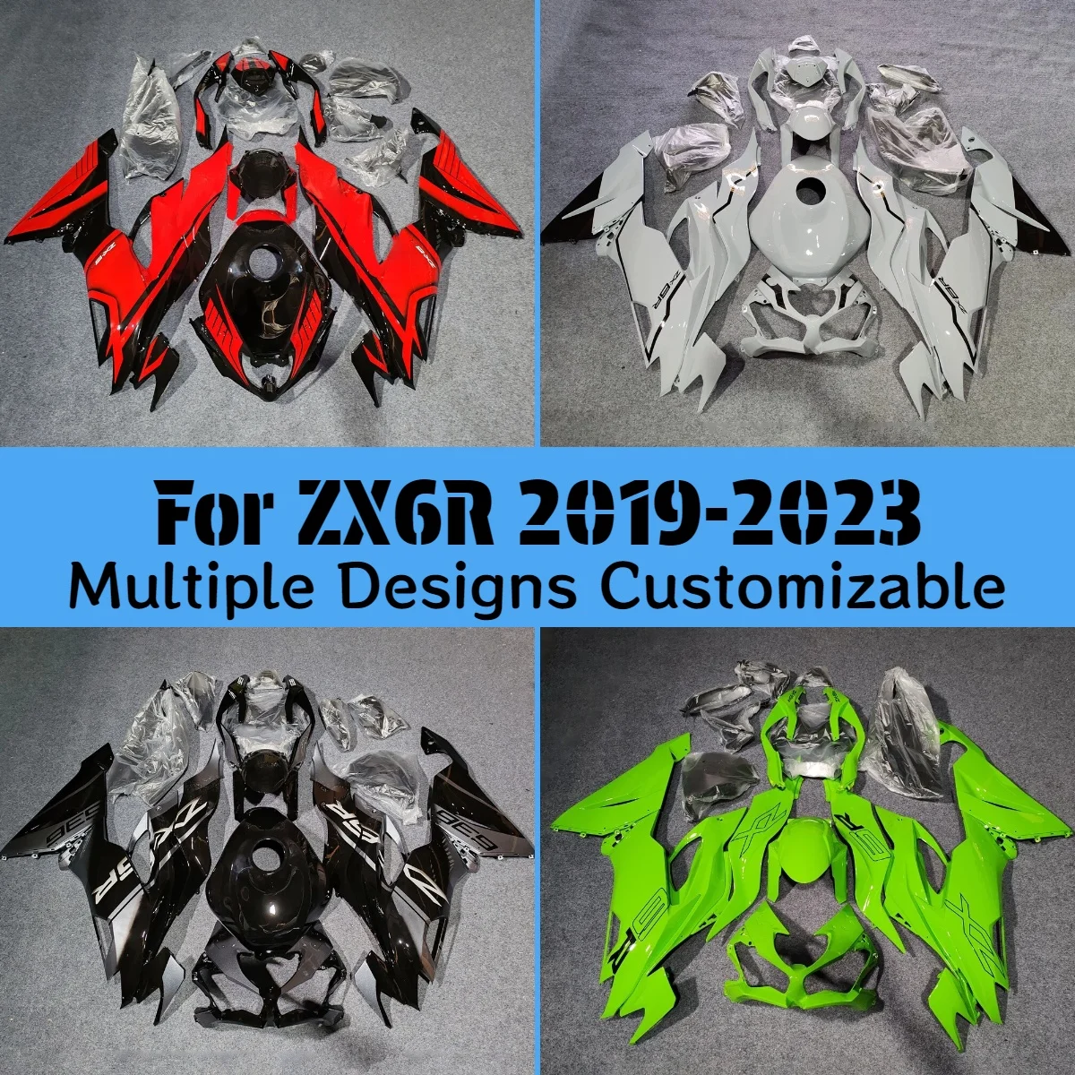 

Для Kawasaki ZX6R 2019-2023 обтекатели мотоцикла ZX 6R 19-23 горячий стиль индивидуальный комплект обтекателей ABS Prime