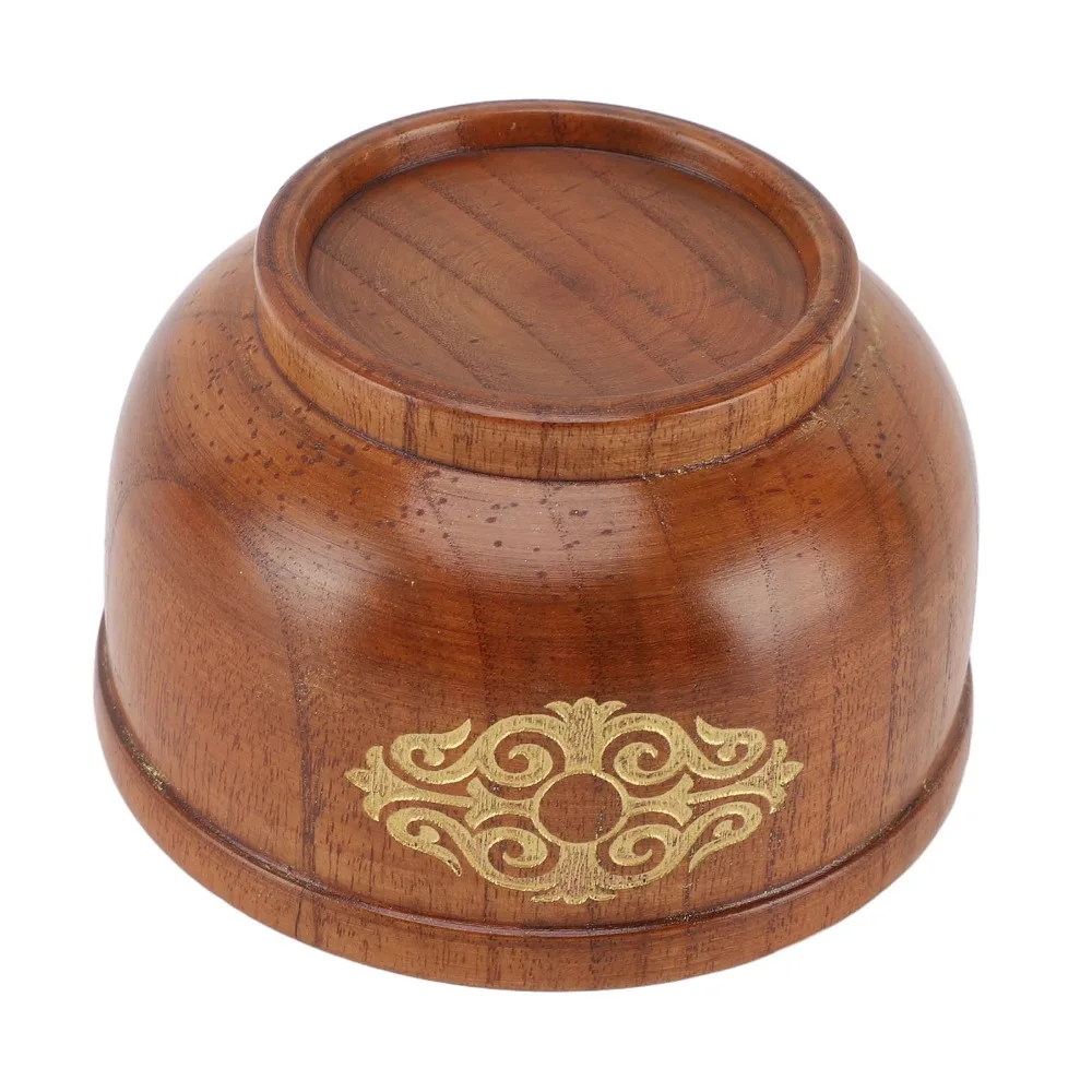 Solid Wood Rice Bowl One‑piece Carved Integrated Burr‑free Food Bowl Moderate Bowl Depth Polished Inner Wall Serving Bowl