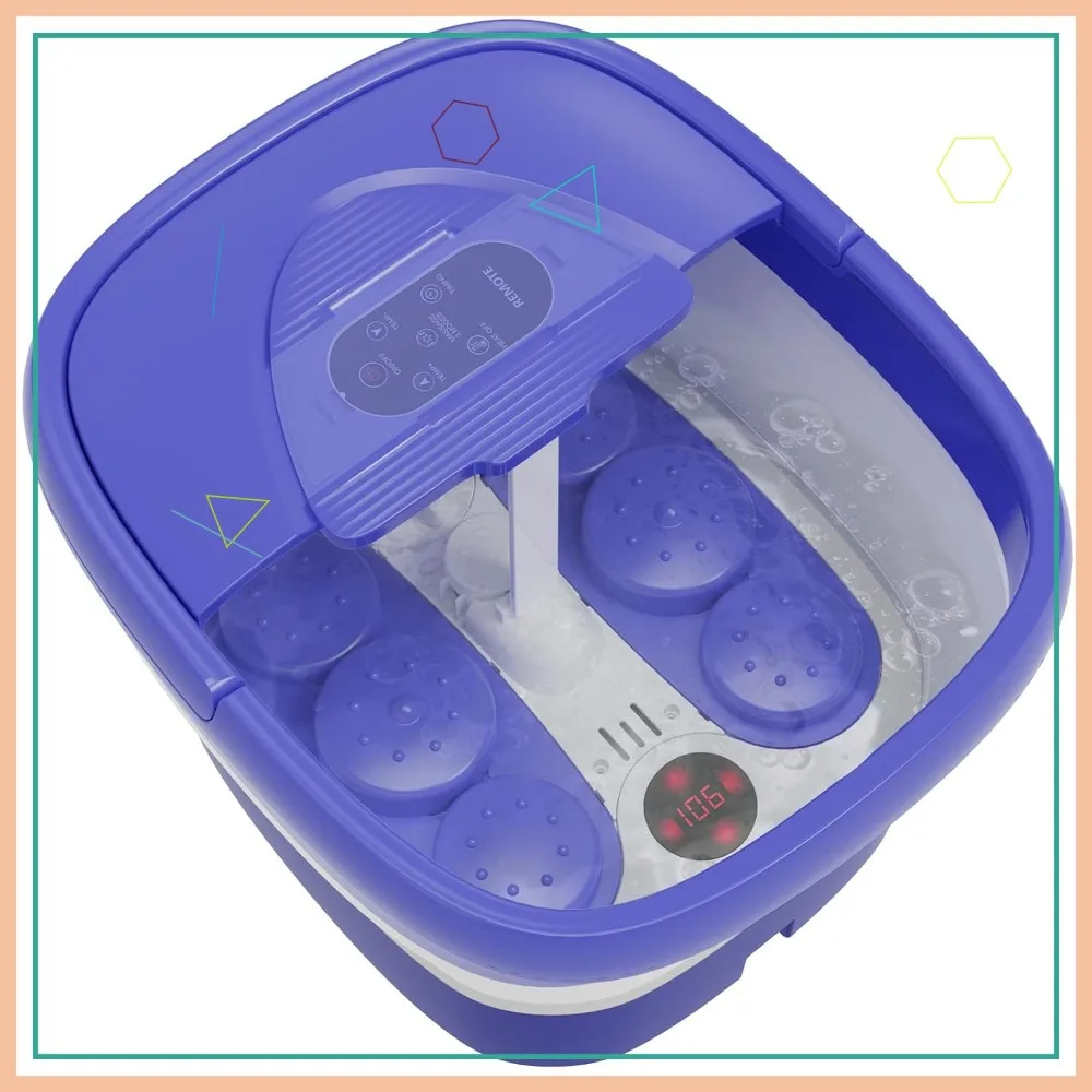 

Collapsible Foot Spa with Heat, Remote & 24 Shiatsu Massage Balls, Heated Foot Bath Timer, Hot/Cold Soaking Tub