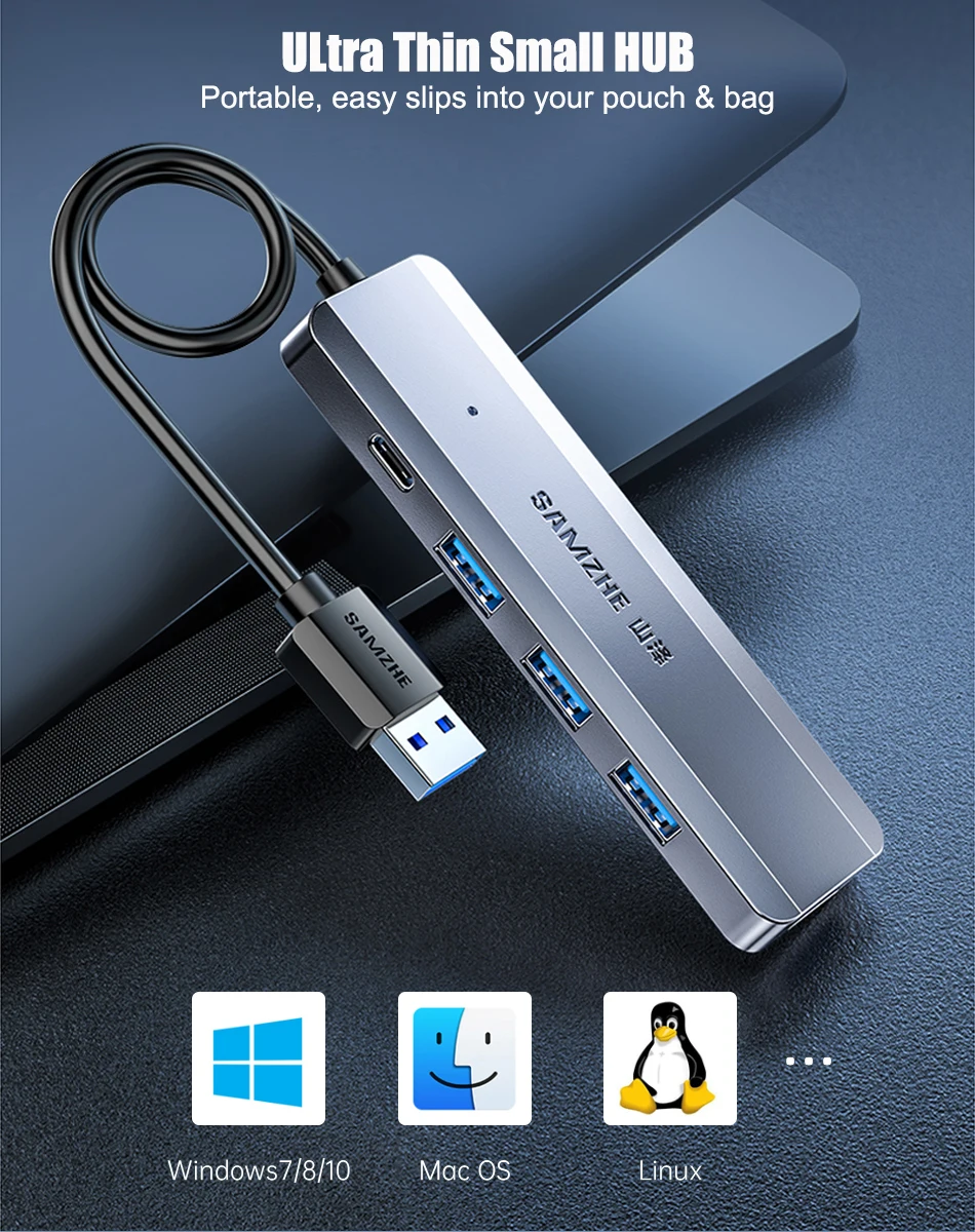 SAMZHE USB C HUB RJ45 PD 100W Adapter USB 3,0 5Gbps HUB USB HUB Für Macbook Air Pro iPad Laptop Desktop PC Adapter – Detail 8
