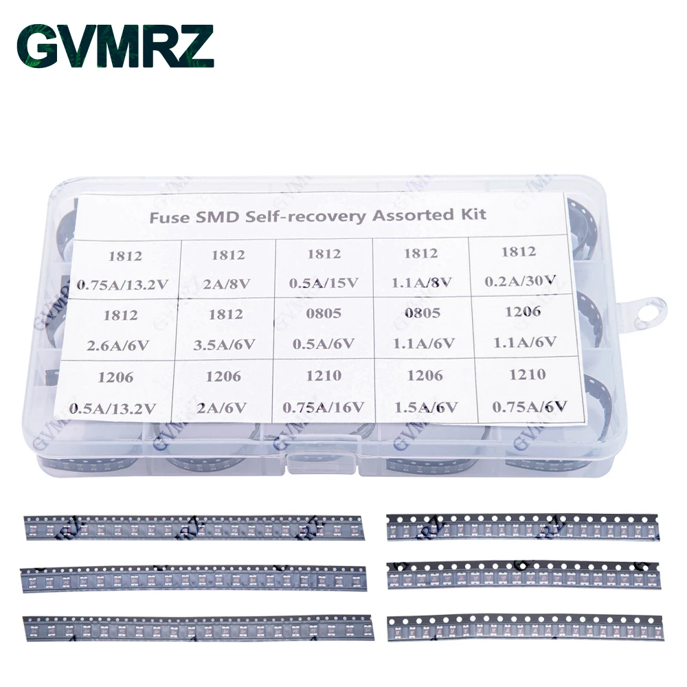 300Pcs 15Values*20PCS 1206 0805 1210 1812 SMD Resettable Fuse kit 0.7A 0.5A 0.2A 2A 1.1A 2.6A 3.5A PPTC PolySwitch Self-Recovery