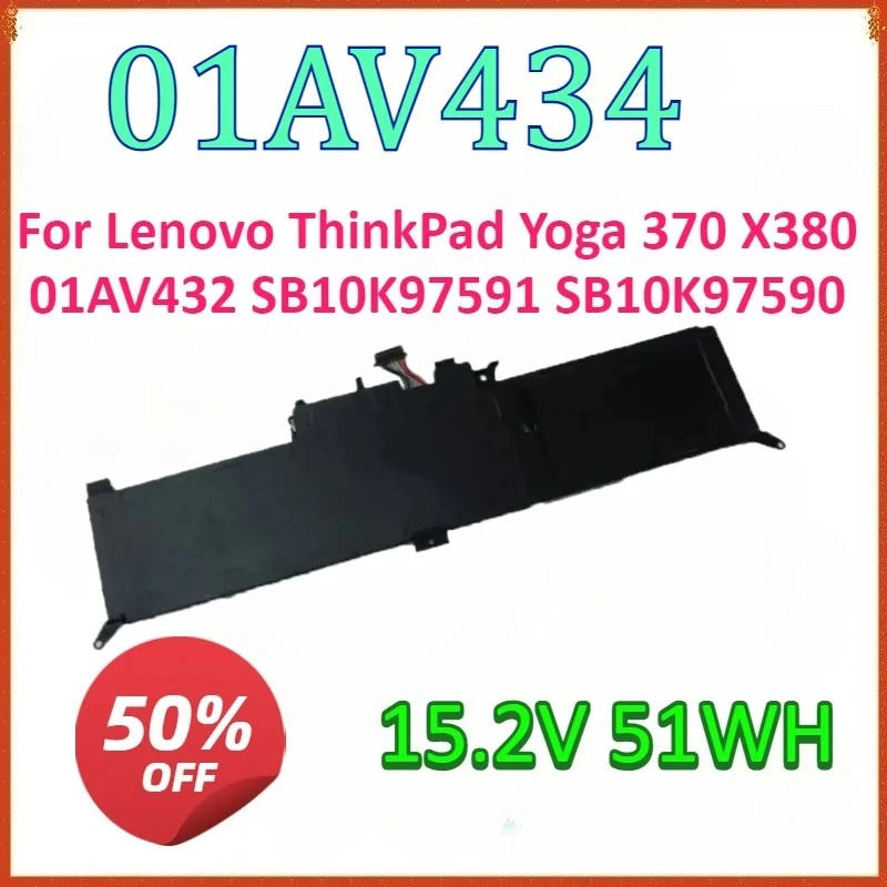 

New for 01AV434 15.2V 51WH Laptop Replaceable Battery for Lenovo ThinkPad Yoga 370 X380 01AV432 SB10K97591 SB10K97590