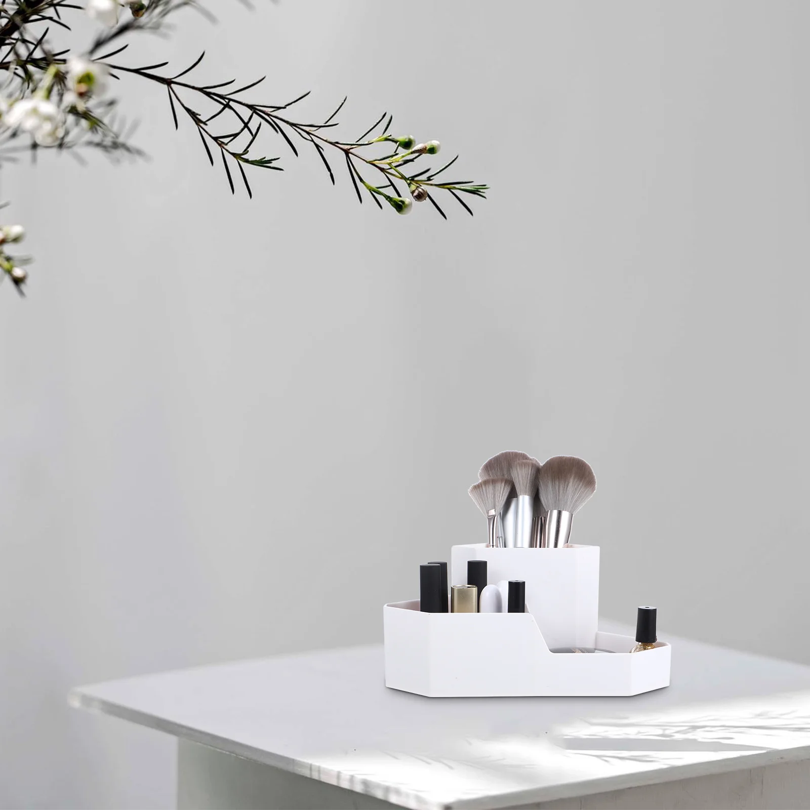 

Makeup Storage Box Clear Plastic Organizer For Long Thin Gadgets Portable Small Transparent Container Case White