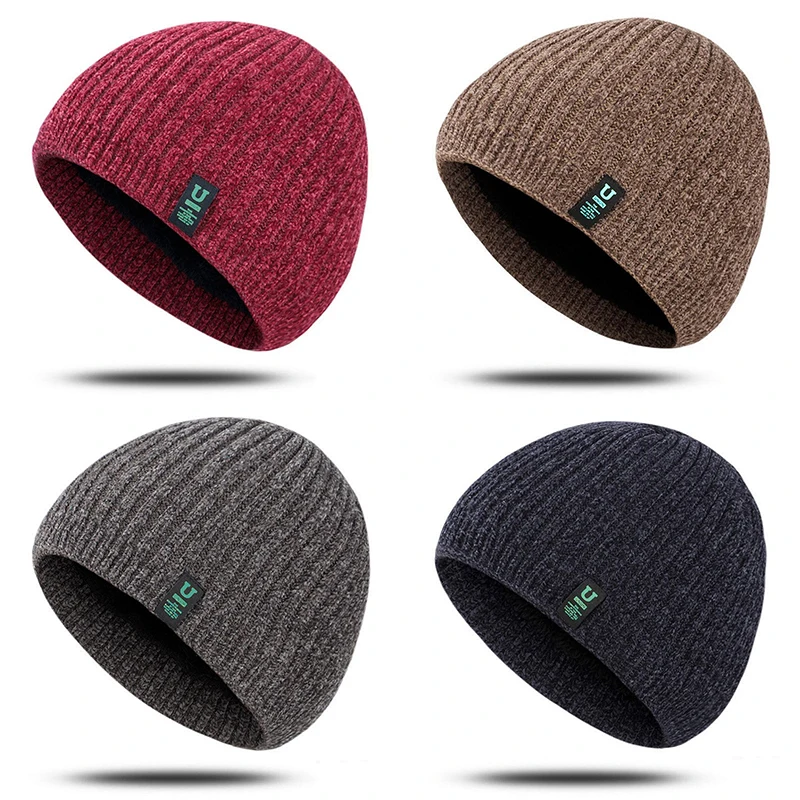 Men's Winter Knit Hats Soft Stretch Cuff Beanies Cap Comfortable Warm Slouchy Hat Outdoor Riding Knitted Cap For Women