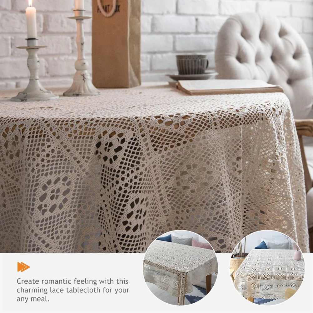 

Hollow Weaving Polyester Dining Tablecloth Camping Covers Round Decorative Fabric Table Cover Practical Item Gift Idea Shoe