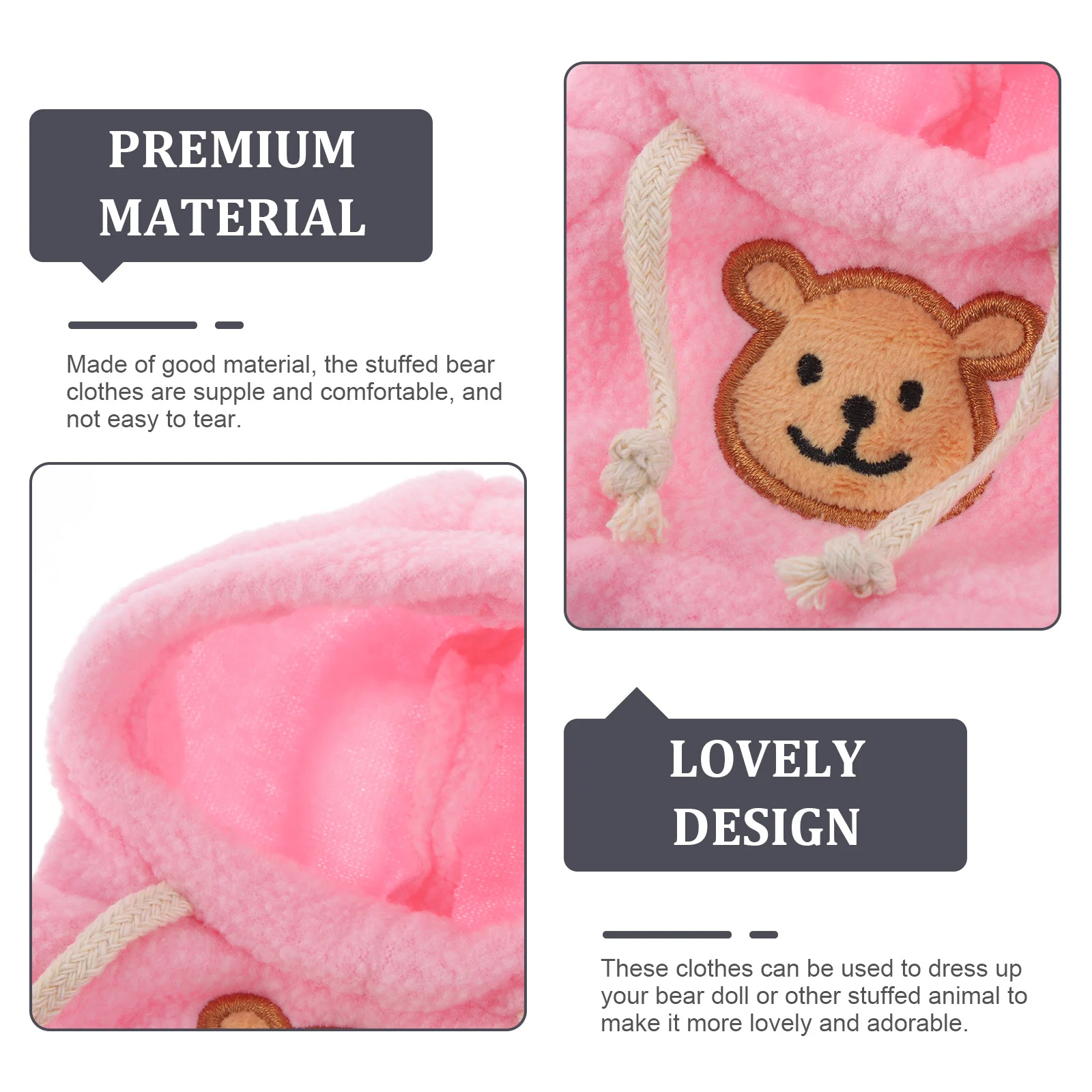 2 Pcs Stuffed Animal Clothing Bear Clothes Accessories Kawaii Plush Toy Hoodies Set