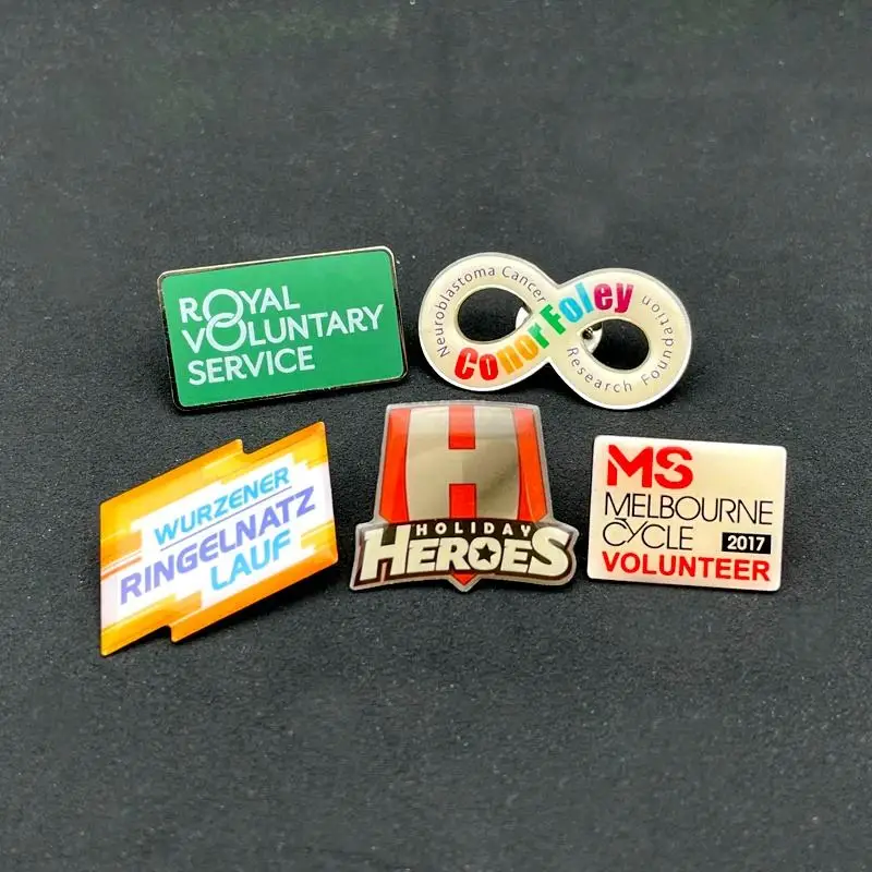 

Hot Selling Custom Metal Printing With Epoxy Brooch Lapel Pin Badge metal emblem with double sided tape at the back
