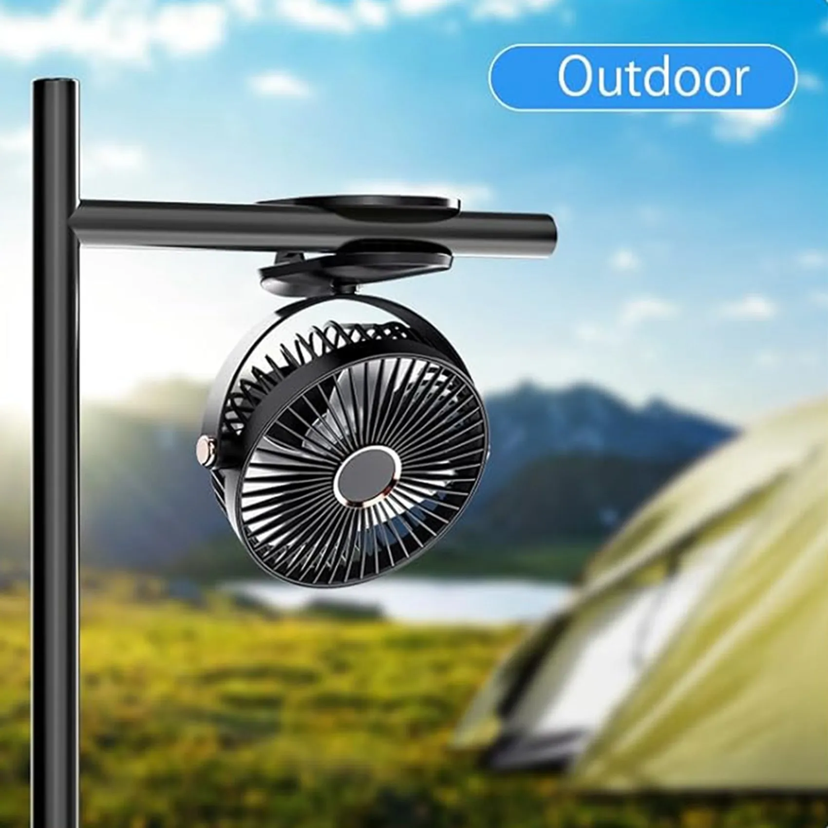 

Перезаряжаемый настольный вентилятор FGGS-2X с LED-подсветкой, USB-зарядкой и поворотом на 360° ° Вращающийся стул для дома, офиса и кемпинга