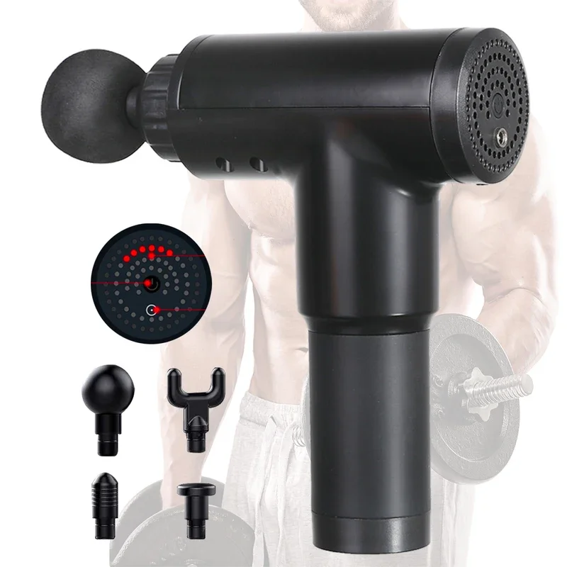 Black High Power Massage Gun, Portable Electric Massage Gun, Body Massager, Portable, 4 Head Massage