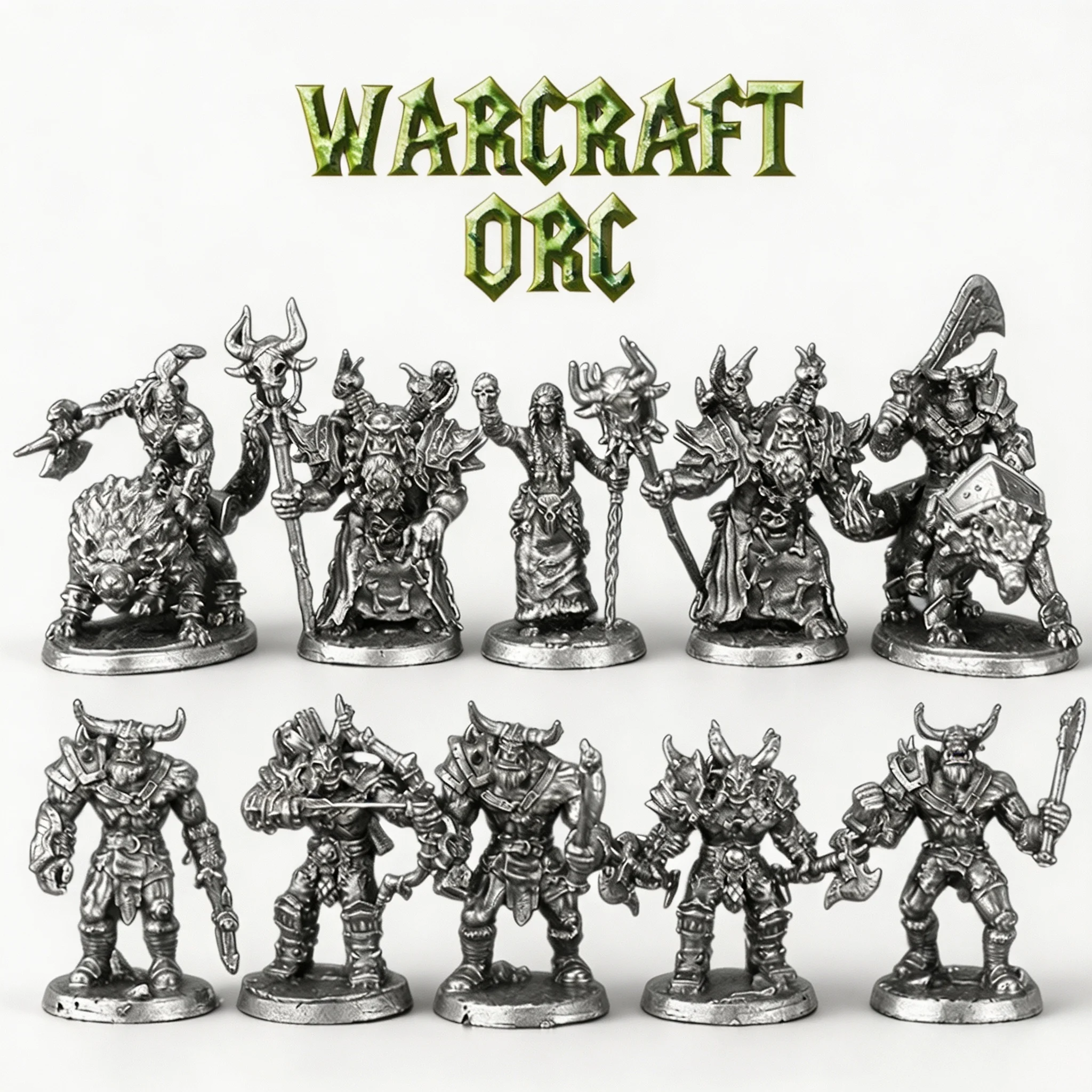 Bronze Orc Tribe Warrior Chess Set Fantasy Wolf Rider Miniature Tabletop Game Sculpture Home Decoration Gift