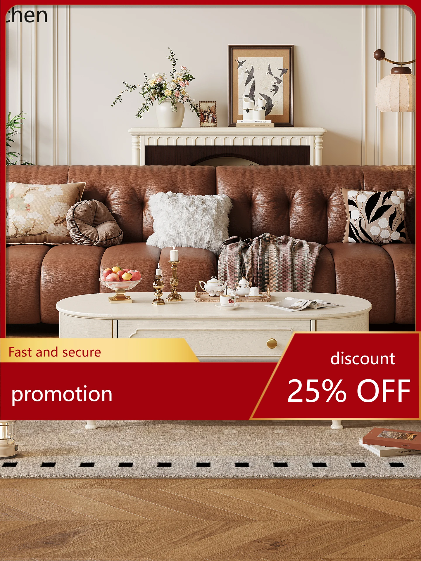 

ZML Coffee Table for Home Use, Small Apartment Living Room, All Solid Wood Storage Tea Table, Oval Tea Desk