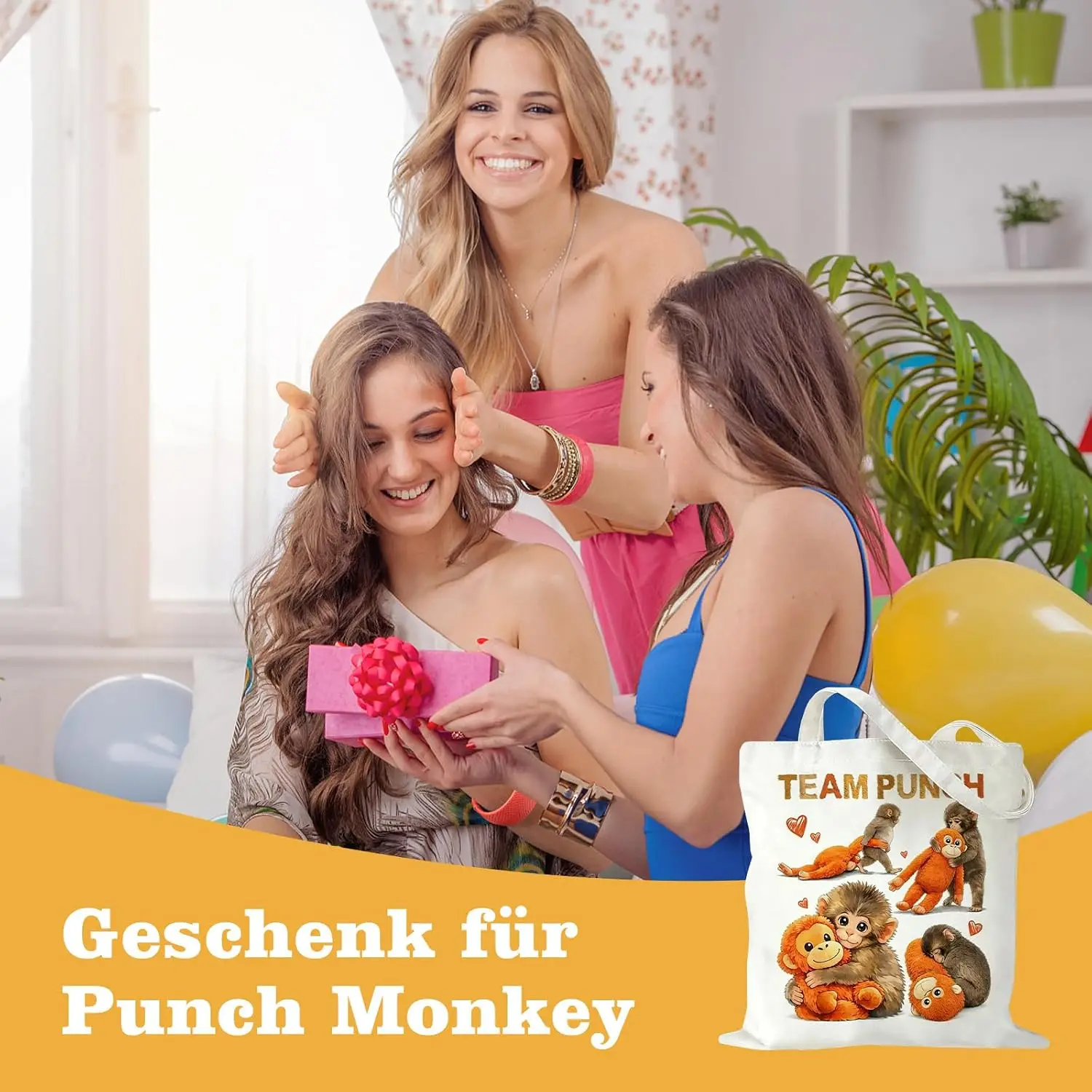 Monkey Print Team Punch Theme Tote Bag Large Capacity Foldable Shopping Bags Multi Functional Travel Storage Bag Team Club Gifts