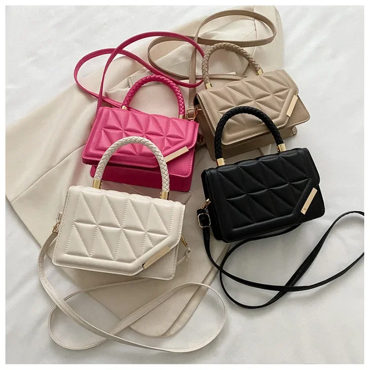 2024 nowa modna torba na ramię Plaid PU skórzane damskie torebki kwadratowe marka projektant małe czarne torby typu Crossbody dla kobiet