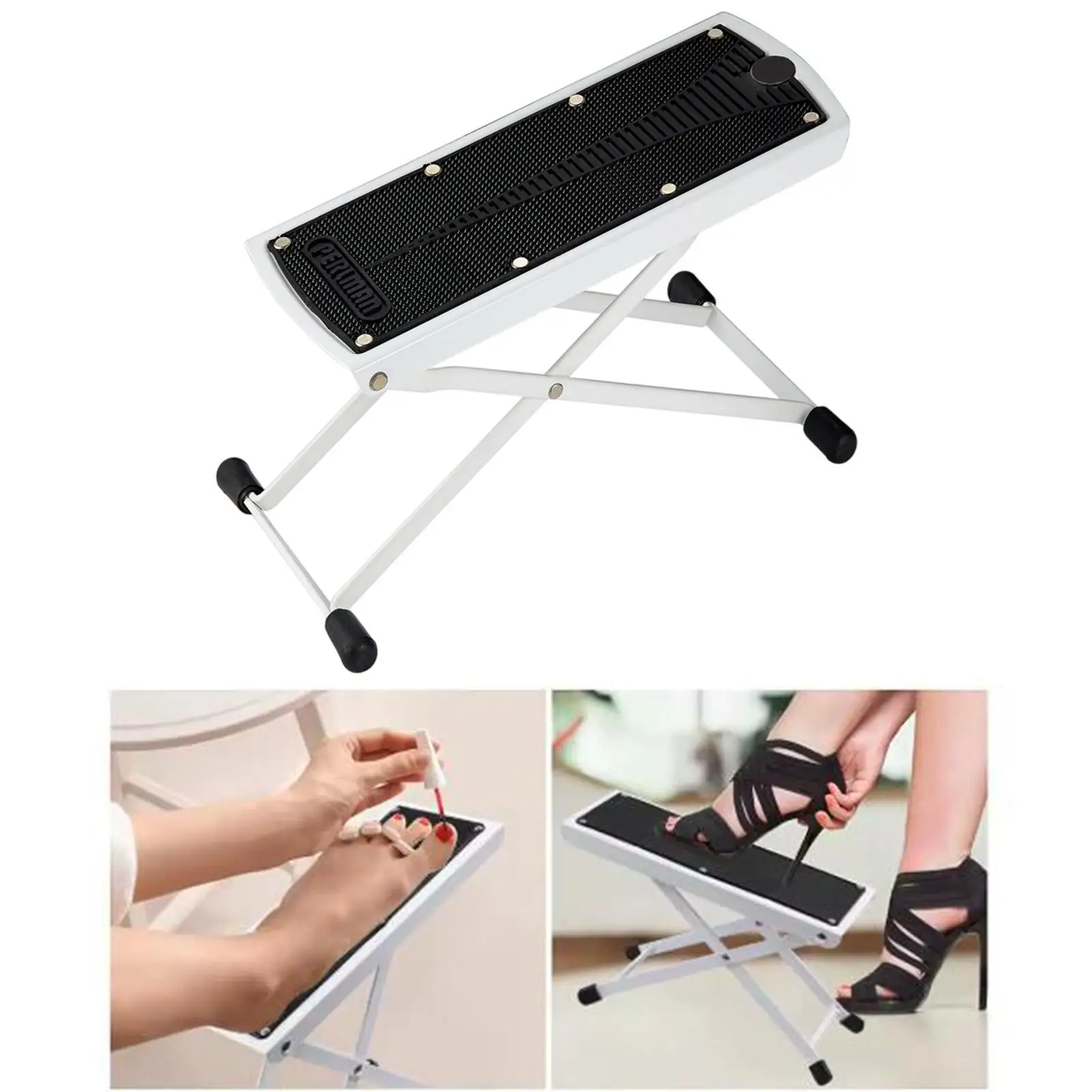 Guitar Rest Footstool Non Slip Rubber Pad Folding Nail Pedal Easily Adjusted Height Positions Pedicure Foot Rest for Bathroom