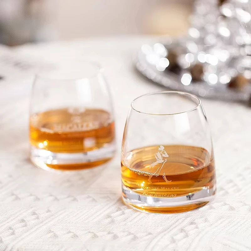 Johnny Walker Classic Heavy Base Rocks Glass Set (2pc) | Luxury 10oz Tumblers 7 Johnnie Walker Whiskey Glasses Set of 2, 10 OZ Whiskey Glasses, Rocks Glasses for Scotch, Liquor Vodka, Bourbon, Whiskey Gifts 5